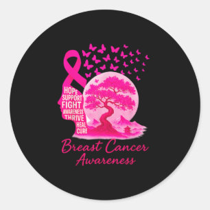 Pink Ribbon Sakura Bonsai Tree Mount Fuji Japanisc Runder Aufkleber