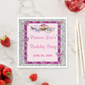 Pink Ribbon Silver Glitzer Royal Princess Birthday Serviette (Beispiel)