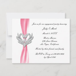 Pink Ribbon Silver Swans Engagement Party einladen Einladung