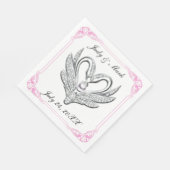 Pink Ribbon Silver Swans Papier Napkins Serviette (Ecke)
