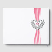 Pink Ribbon Silver Swans Wedding Gästebuch (Rückseite)