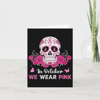 Pink Ribbon Skull Breast Cancer Awareness Hallowee Karte
