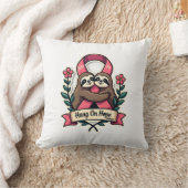 Pink Ribbon Sloth Support Vintage Awareness Art Kissen (Decke)