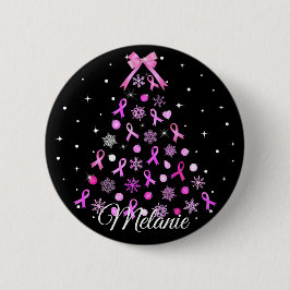 Pink Ribbon Snowflake Weihnachtsbaum Button