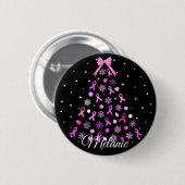 Pink Ribbon Snowflake Weihnachtsbaum Button (Vorne & Hinten)