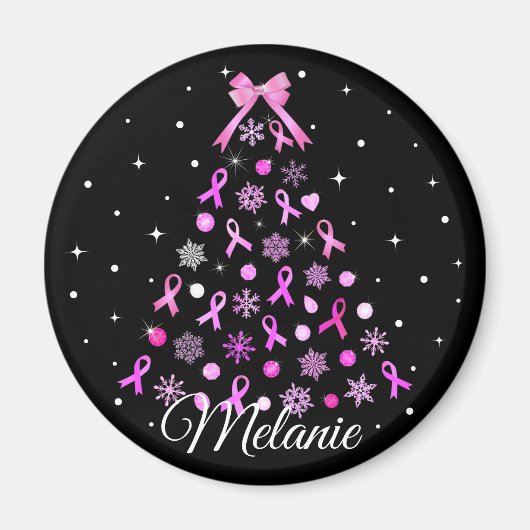 Pink Ribbon Snowflake Weihnachtsbaum Magnet (Vorne)