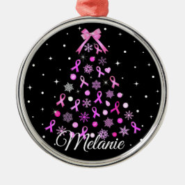 Pink Ribbon Snowflake Weihnachtsbaum Ornament Aus Metall