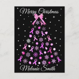 Pink Ribbon Snowflake Weihnachtsbaum Postkarte