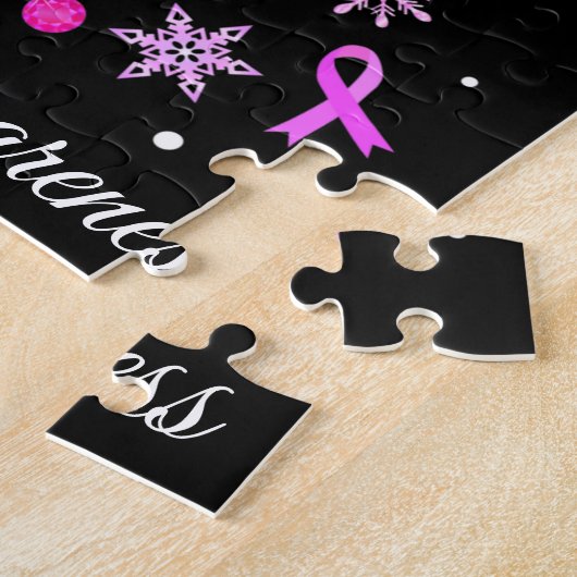 Pink Ribbon Snowflake Weihnachtsbaum Puzzle (Seite)