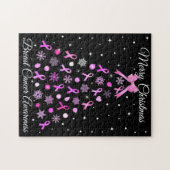 Pink Ribbon Snowflake Weihnachtsbaum Puzzle (Horizontal)