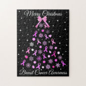 Pink Ribbon Snowflake Weihnachtsbaum Puzzle (Vertikal)