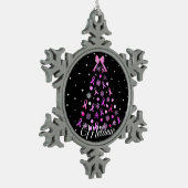 Pink Ribbon Snowflake Weihnachtsbaum Schneeflocken Zinn-Ornament (Links)