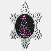 Pink Ribbon Snowflake Weihnachtsbaum Schneeflocken Zinn-Ornament (Rechts)