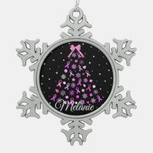 Pink Ribbon Snowflake Weihnachtsbaum