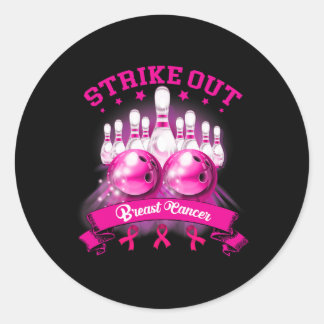 Pink Ribbon Strike out Breast Cancer Awareness Bow Runder Aufkleber
