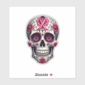 Pink Ribbon Sugar Skull Calavera Breast Cancer Awa Aufkleber (Blatt)