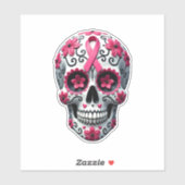 Pink Ribbon Sugar Skull Calavera Breast Cancer Awa Aufkleber (Blatt)