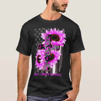 Pink Ribbon Sunflower Breast Cancer Awareness T-Shirt
