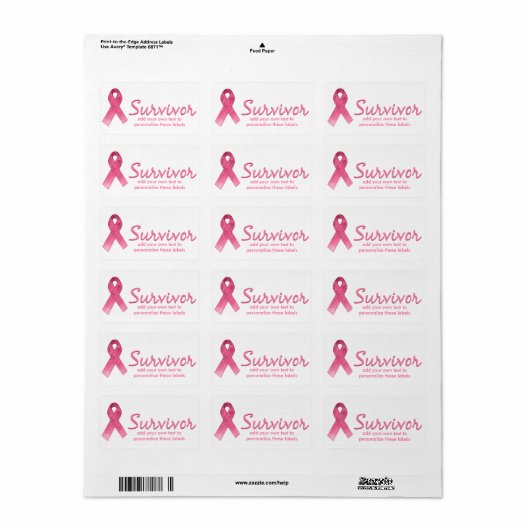 Pink Ribbon Survivor Adressaufkleber (Vorne)