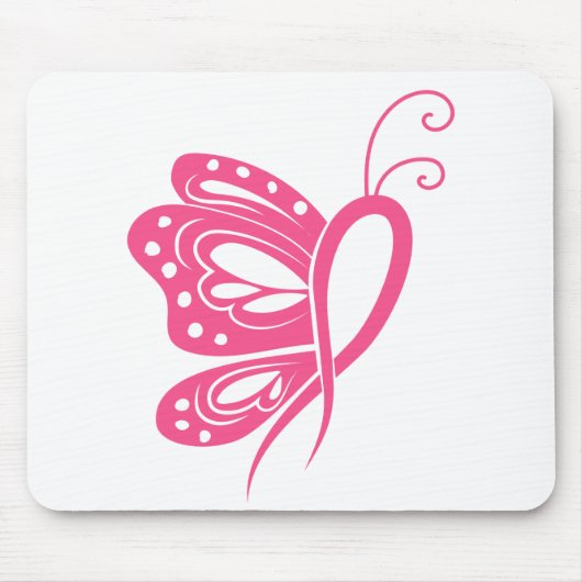 Pink Ribbon Survivor Brustkrebs Butterfly Mousepad (Vorne)