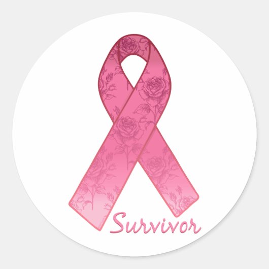 Pink Ribbon Survivor Runder Aufkleber (Vorderseite)