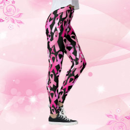 Pink Ribbon Toss Brustkrebs Überleben schwarz Leggings