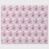 Pink Ribbon und Daisies Brustkrebs Bewusstsein Geschenkpapier (Flach)