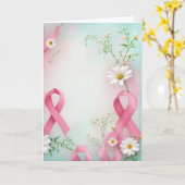 Pink Ribbon und Daisies Brustkrebs Bewusstsein Karte (Gelbe Blume)