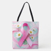 Pink Ribbon und Daisies Brustkrebs Bewusstsein Tasche (Vorderseite)