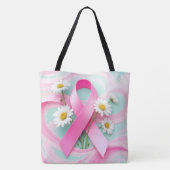Pink Ribbon und Daisies Brustkrebs Bewusstsein Tasche (Rückseite)