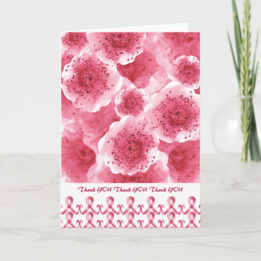 Pink Ribbon Vielen Dank Dankeskarte (Vorderseite)