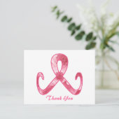Pink Ribbon Vielen Dank Postkarte (Stehend Vorderseite)