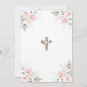 Pink Ribbon Wappen Girl First Holy Communion Einladung (Rückseite)