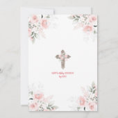 Pink Ribbon Wappen Twins Girl First Holy Communion Einladung (Rückseite)