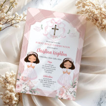 Pink Ribbon Wappen Twins Girl First Holy Communion
