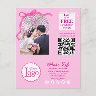 Pink Ribbon Wedding Organizer Business Flyer