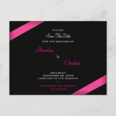 Pink Ribbon Wedding Save the Date Announction Ankündigungspostkarte (Rückseite)