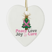 Pink Ribbon Weihnachten Frieden Liebe, Freude & He Keramikornament (Rechts)