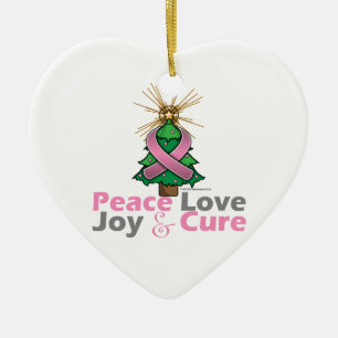 Pink Ribbon Weihnachten Frieden Liebe, Freude & He Keramikornament