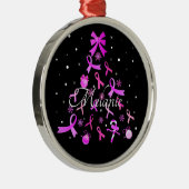 Pink Ribbon Weihnachtsbaum Ornament Aus Metall (Rechts)