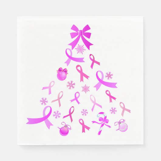 Pink Ribbon Weihnachtsbaum Serviette (Vorderseite)