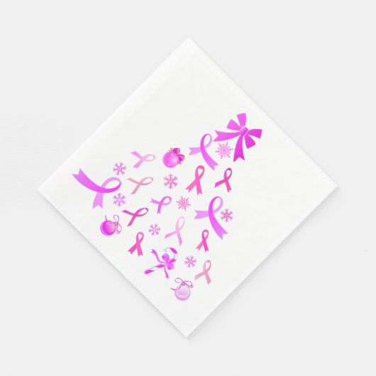 Pink Ribbon Weihnachtsbaum Serviette (Ecke)