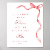 Pink Ribbon Wie viele Kisses Brautparty signieren Poster (Vorne)