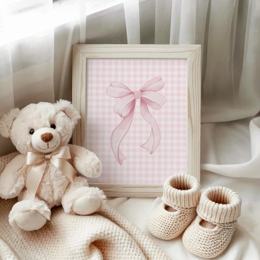 Pink Ribbon zu Gingham Poster