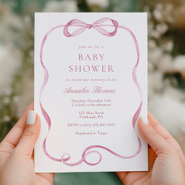Pink Ribbons and Bows Girl Baby Dusche Einladung