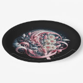 Pink Ribbons und Daisy Bouquet Pappteller (Schrägansicht)