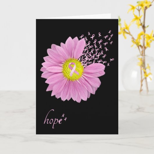 Pink Ribbons und Daisy Thinking von Ihnen Karte (Gelbe Blume)