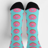 Pink Ring Donut - Fun Toon Food Novelle Socken (Oben)