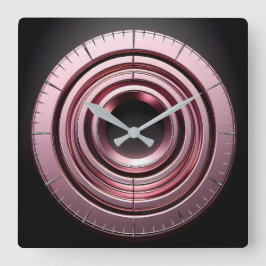 pink rings quadratische wanduhr