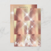 Pink Rise Eiffel Tower Paris Funkelnd Stars Kupfer Einladung (Vorne/Hinten)